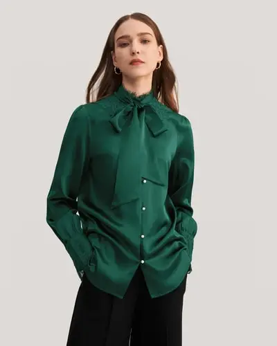 Camicetta MIM in pizzo e seta con fiocco rimovibile EURGiada