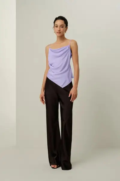 Canottiera Seta Stretch Astra | Pieghe Asimmetriche | Taglio Bias EURLila