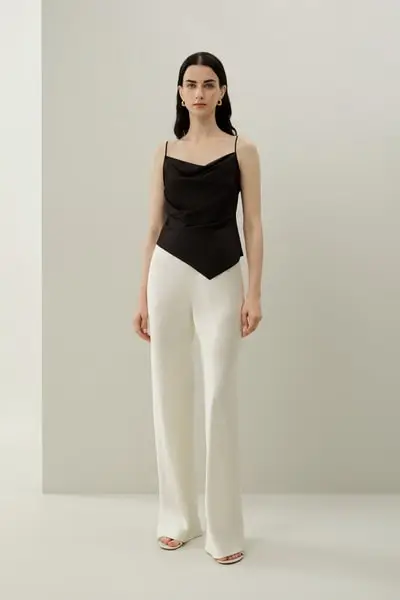 Canottiera Seta Stretch Astra | Pieghe Asimmetriche | Taglio Bias EURNero