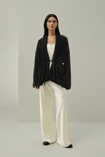 Cardigan Avvolgente in Cashmere da Casa - Lusso Cashmere Oversize | Lilysilk EURNero