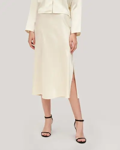 Gonna di papavero in seta dall estetica minimalista EURGiglio Bianco