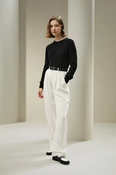 Maglione classico in maglia a cavo con bordi a coste EURNero