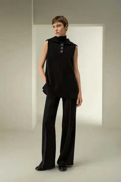 Maglione senza maniche a colletto da marinaio vintage ispirato EURNero