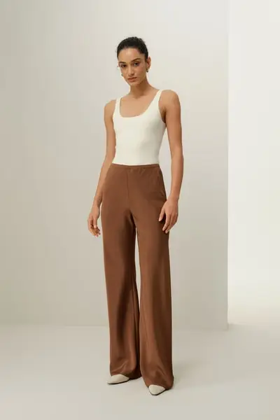 Pantaloni Lussuosi in Seta Taglio Bias a Gamba Dritta | Crêpe Stretch 30 Momme EUREspresso