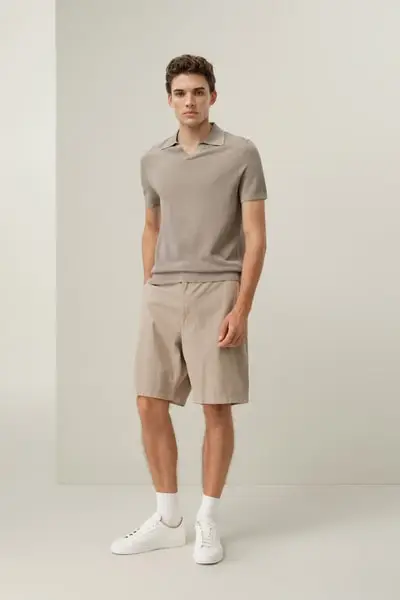 Polo a Maglia Seta-Cotone di Lusso | Camicia Regular-Fit Traspirante Uomo EUREarl Grey