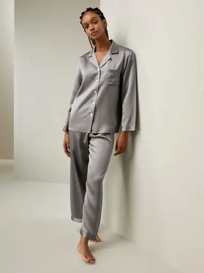 Set pigiama in seta a tutta lunghezza EURGrigio scuro