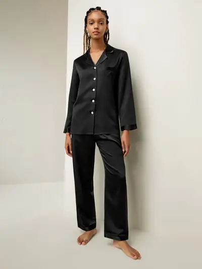 Set pigiama in seta a tutta lunghezza EURNero