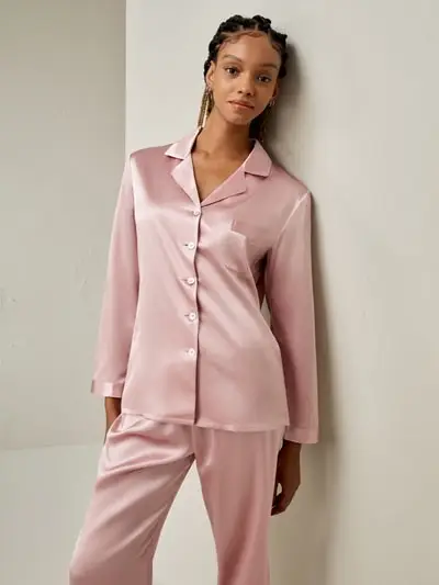 Set pigiama in seta a tutta lunghezza EURRosa rosato