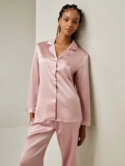 Set pigiama in seta a tutta lunghezza EURRosa rosato