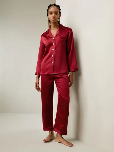 Set pigiama in seta a tutta lunghezza EURVioletto Rosso