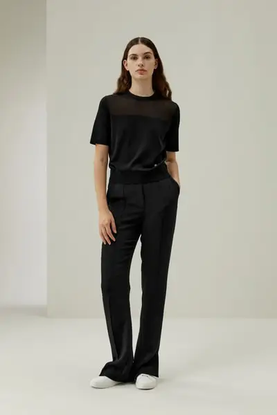 T-shirt in seta a doppia maglia lussuosa per il quotidiano EURNero