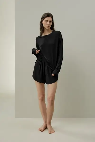 Tee lounge ampia in jersey Silk Breeze EURNero