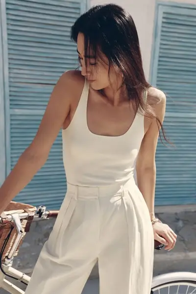 Top in seta e viscosa Milano Knit | Lussuoso must‑have estivo traspirante EURBianco