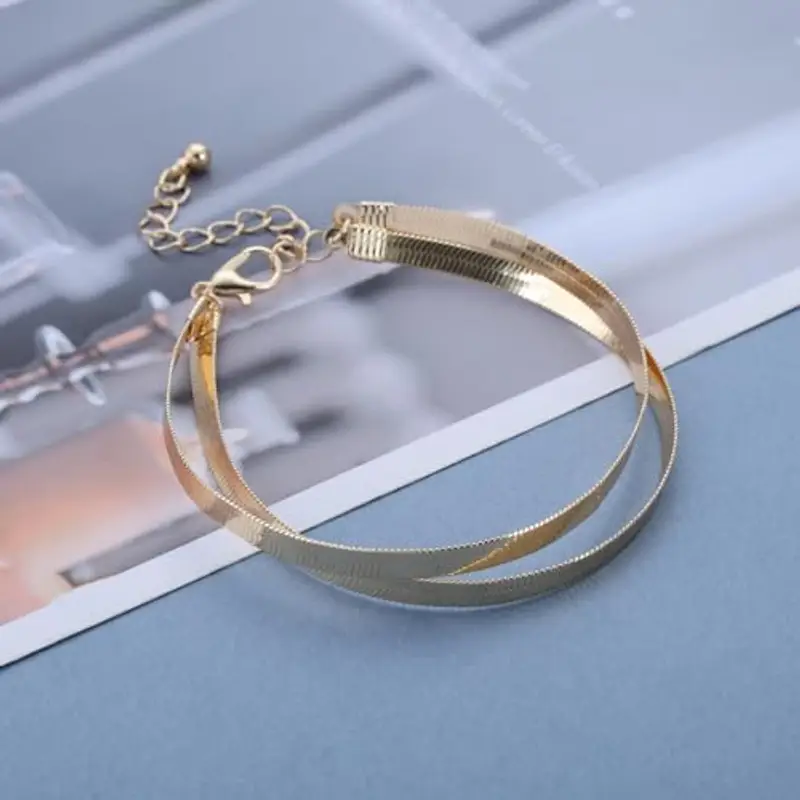 Inateannal Bracciale A Catena Di Serpente A Strati Boho Bracciale A Catena A Spina Di Pesce Bracciale A Serpente Piatto miniatura 3