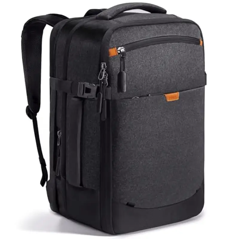 Inateck 17-20L Zaino Viaggio Aereo, Bagaglio a Mano per Ryanair 40x20x25cm Espandibile Borse da Cabina, Donna Uomo per Easyjet, Compatibile con PC 14 Pollici, Resistente agli Schizzi, Nero