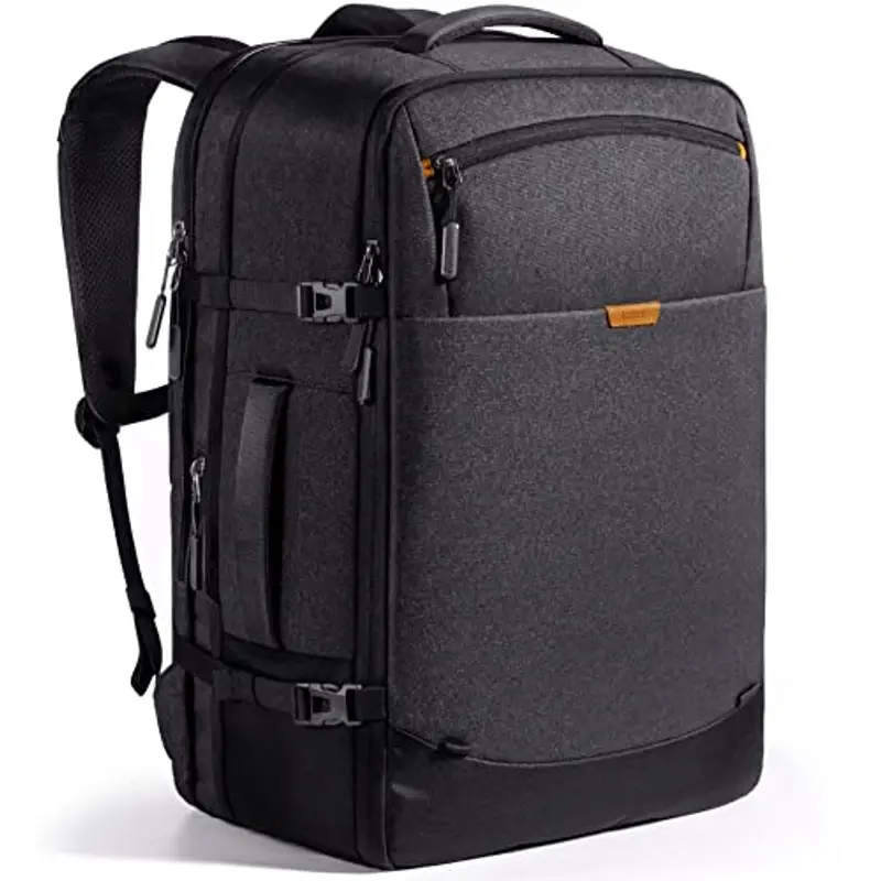 Inateck 38.5-46.2L Zaino Viaggio Espandibile, Bagaglio a Mano, per Uomo e Donna Compatibile con 15.6 Pollici Laptop, Resistente agli Spruzzi, Nero