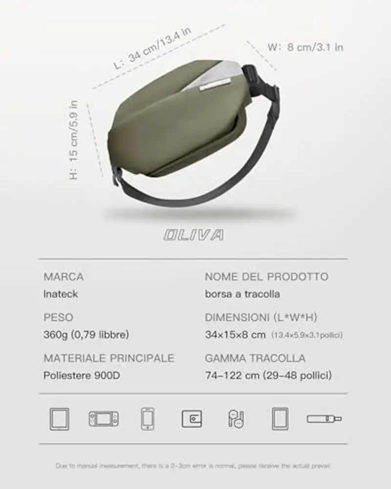 Inateck Marsupio Donna Verde 1597501 miniatura 2