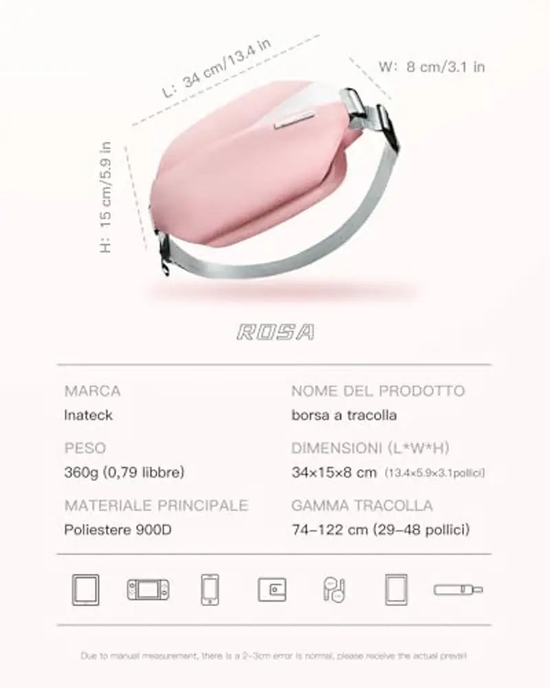 Inateck Marsupio Donna Rosa 1597502 miniatura 2