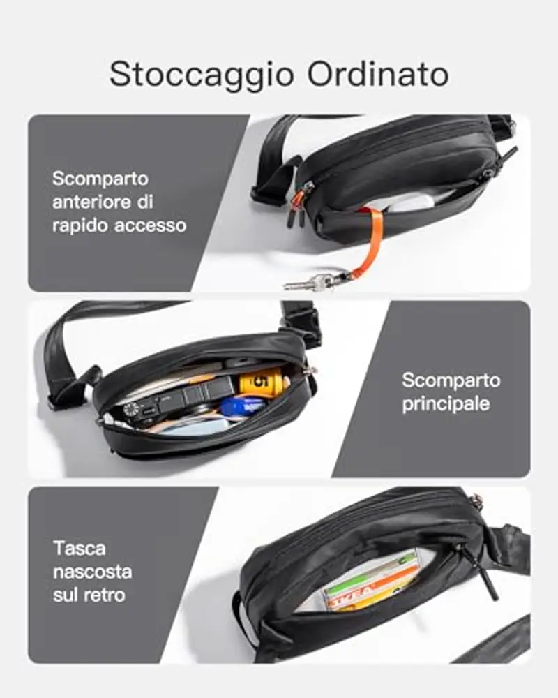 Inateck Marsupio Donna Nero 816808 miniatura 3