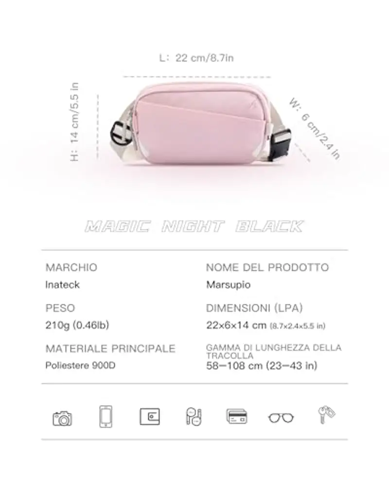 Inateck Marsupio Donna Rosa 1601570 miniatura 2
