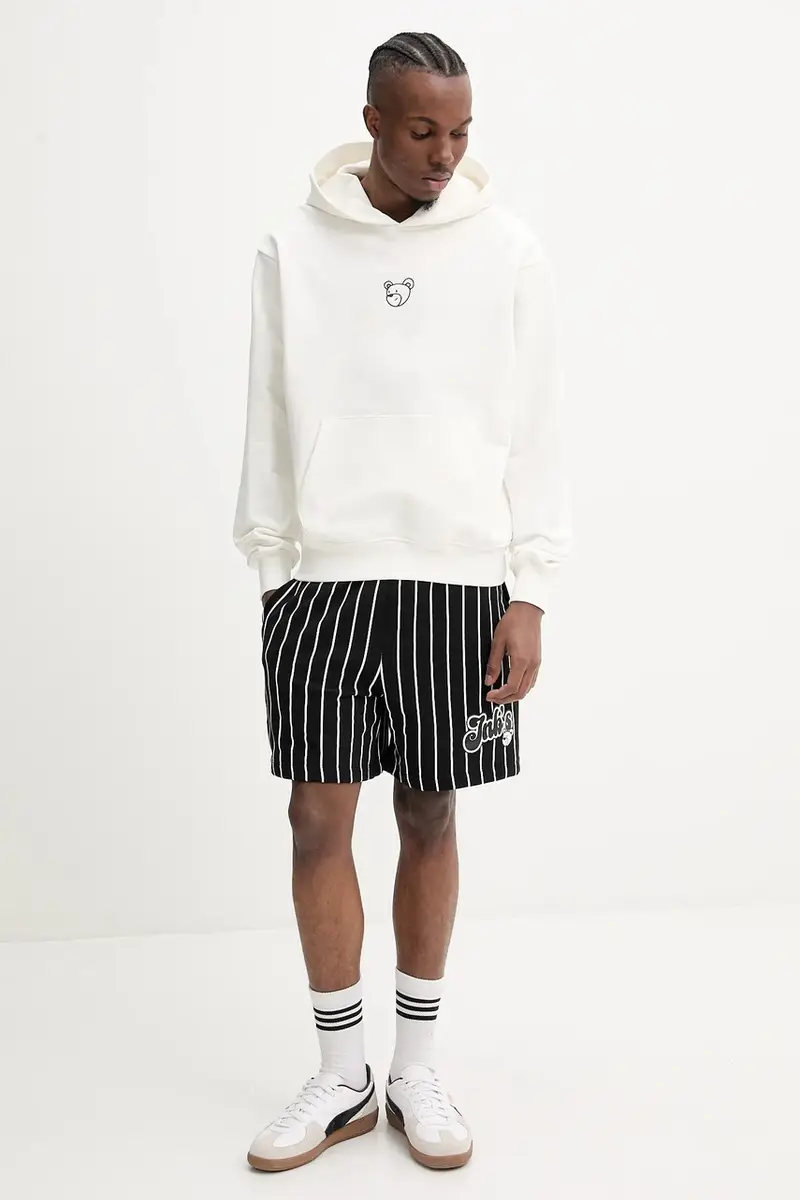 felpa in cotone colore beige con cappuccio con applicazione S5TWUAHS024 miniatura 4