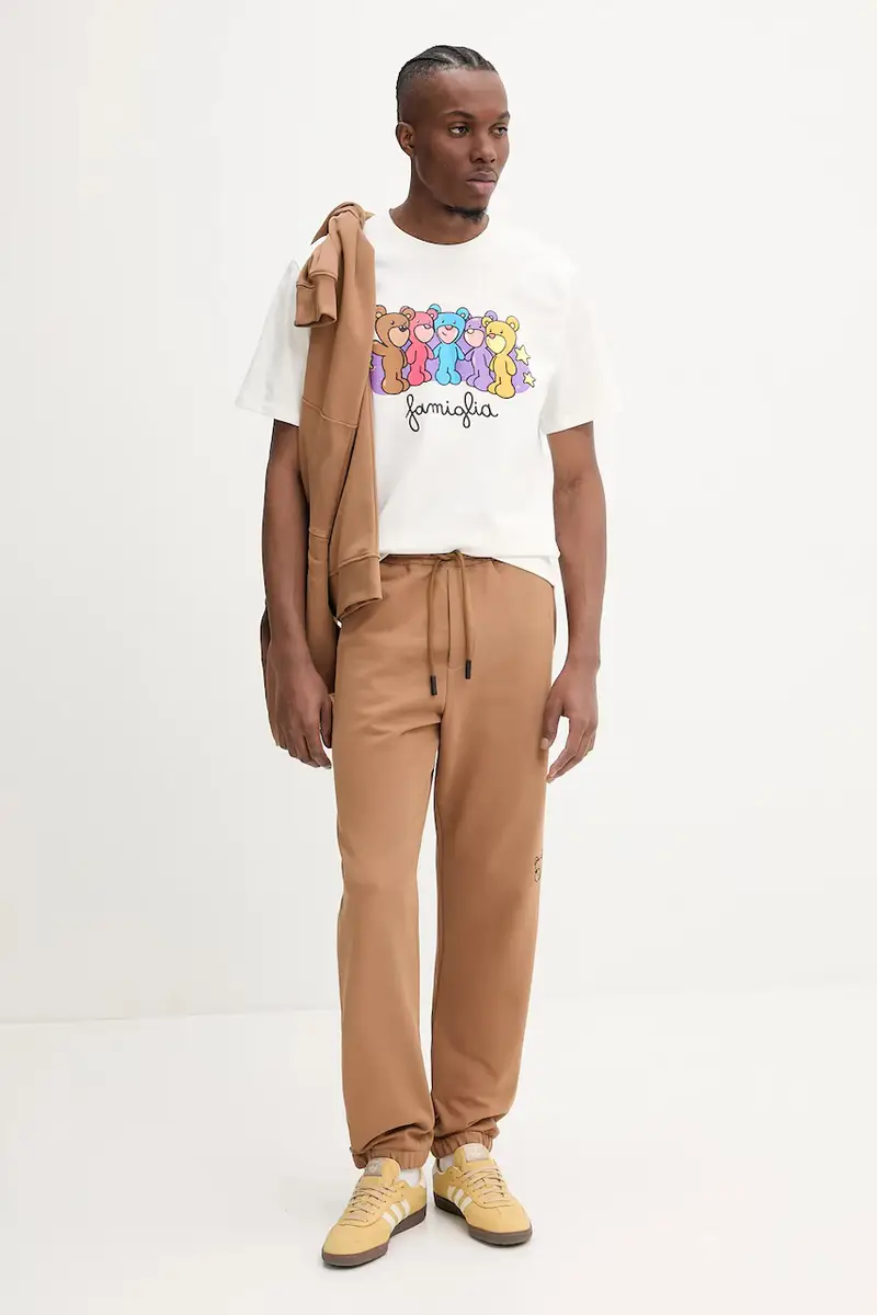 felpa in cotone colore marrone con cappuccio con applicazione S5TWUAHS024 miniatura 4