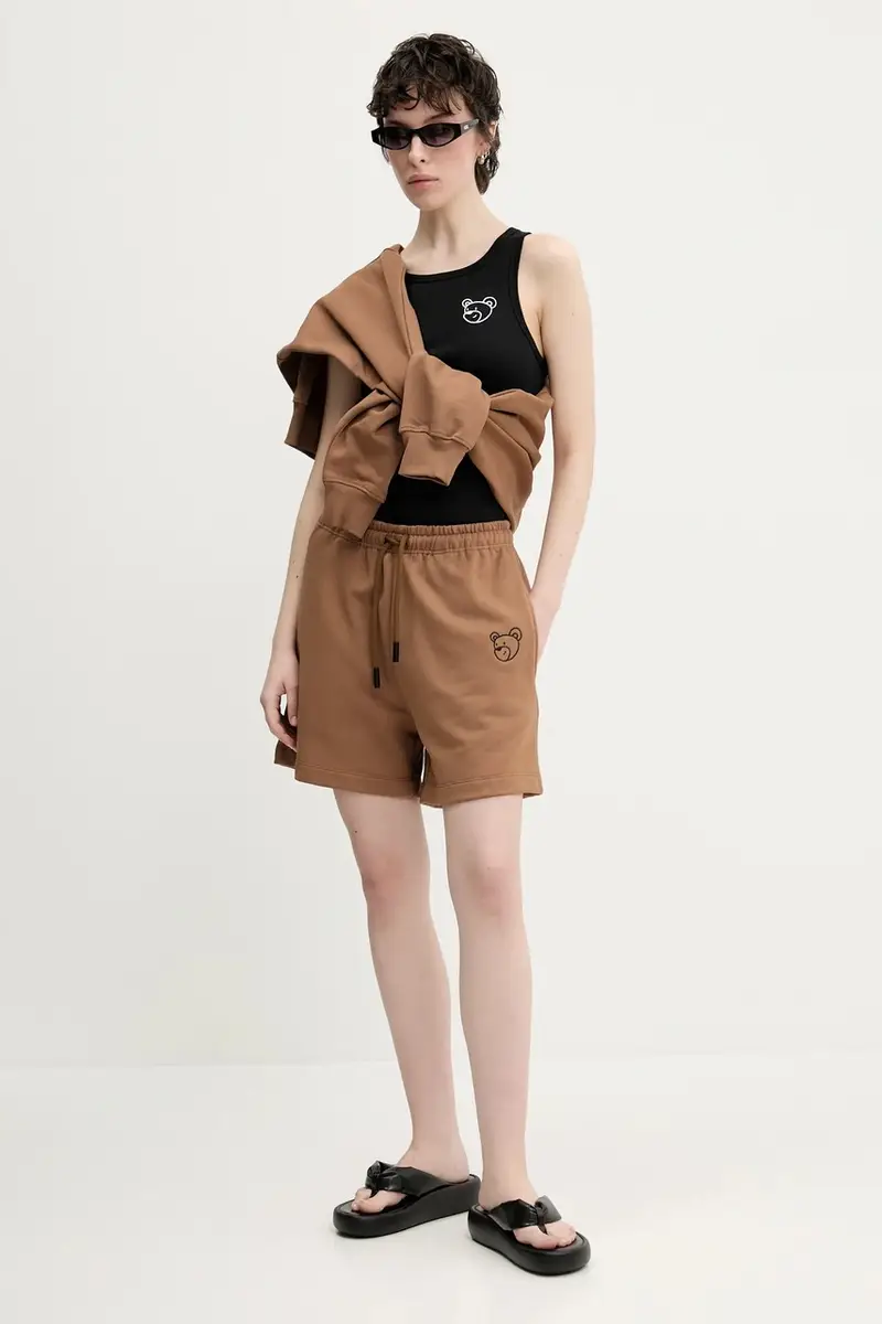 felpa in cotone colore marrone con cappuccio con applicazione S5TWUAHS024 miniatura 5