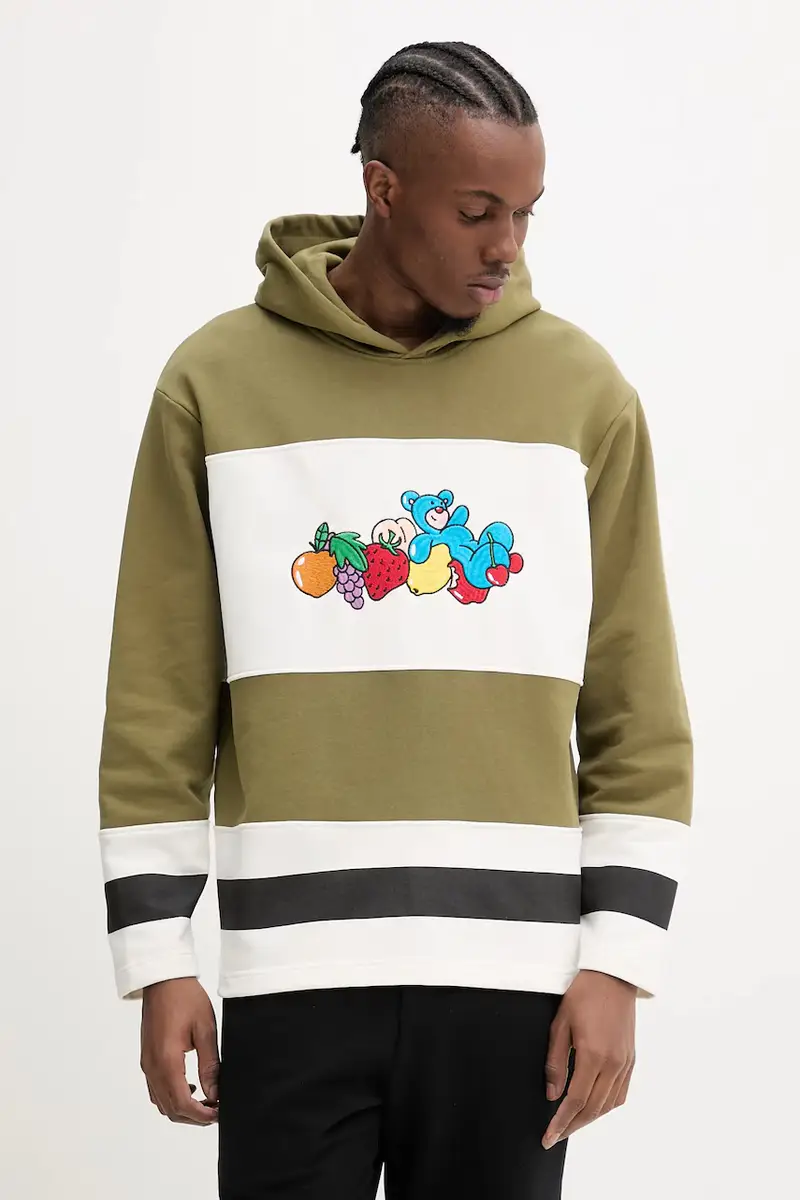 felpa in cotone colore verde con cappuccio S5TWUAHS033 miniatura 2