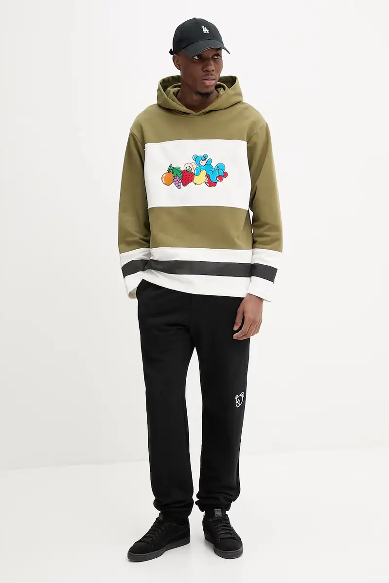 felpa in cotone colore verde con cappuccio S5TWUAHS033 miniatura 4