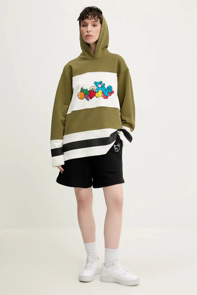 felpa in cotone colore verde con cappuccio S5TWUAHS033 miniatura 5