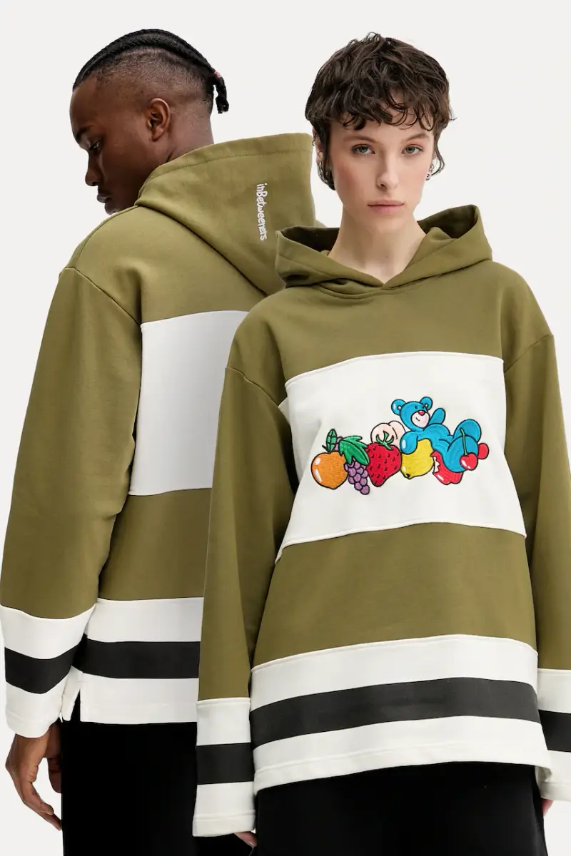 felpa in cotone colore verde con cappuccio S5TWUAHS033