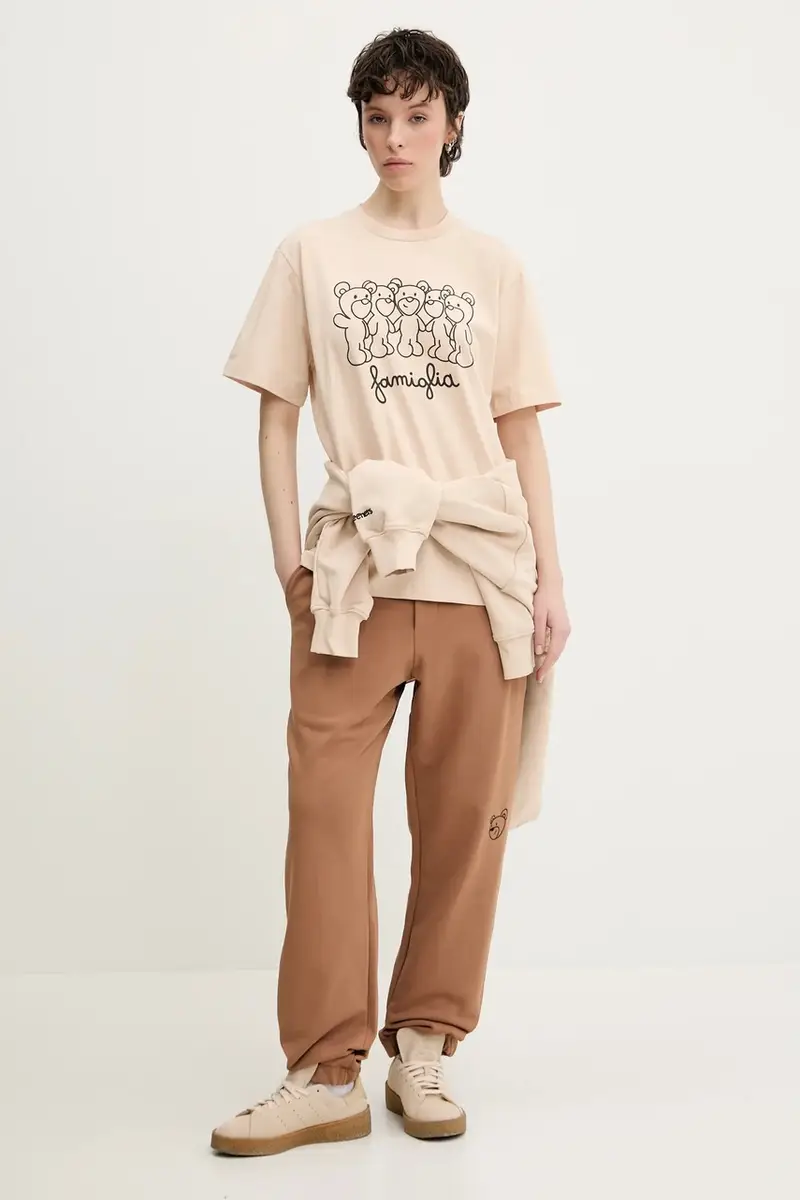 t-shirt in cotone colore beige S5TWUATH031 miniatura 4