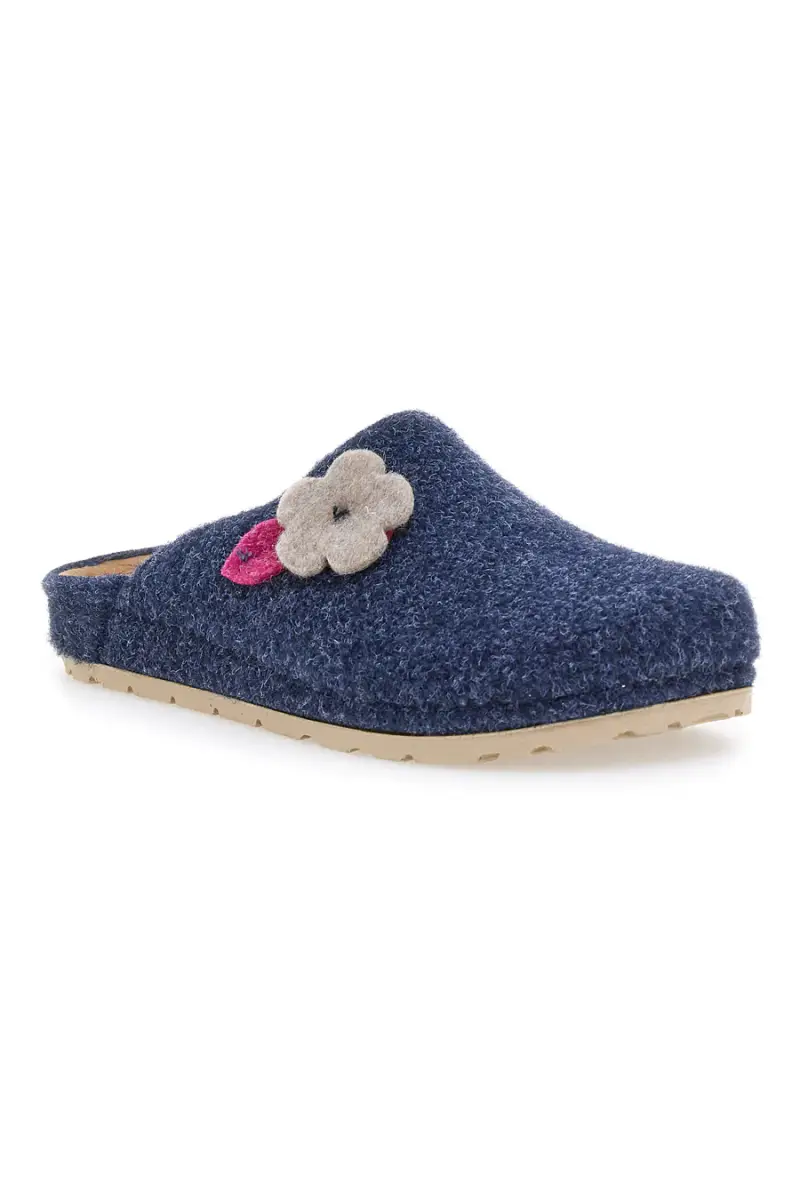 Ciabatte avio in feltro con fiore e foglia Inblu 12 NB [AVIO] miniatura 2