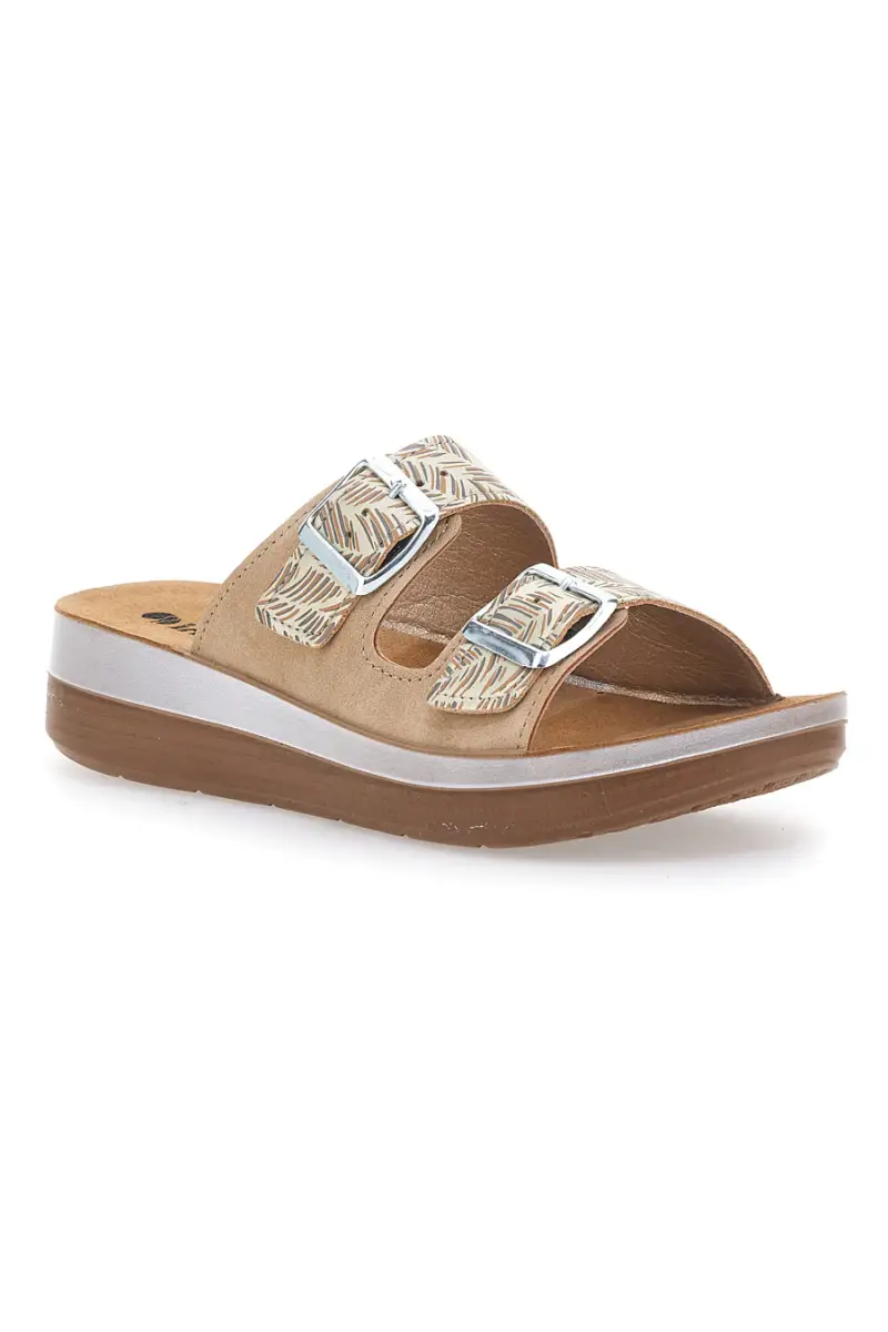 Ciabatte beige con fantasia e doppia fibbia INBLU 19 TF da donna Pittarello [SABBIA] miniatura 2