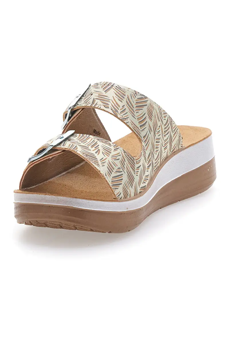 Ciabatte beige con fantasia e doppia fibbia INBLU 19 TF da donna Pittarello [SABBIA] miniatura 4