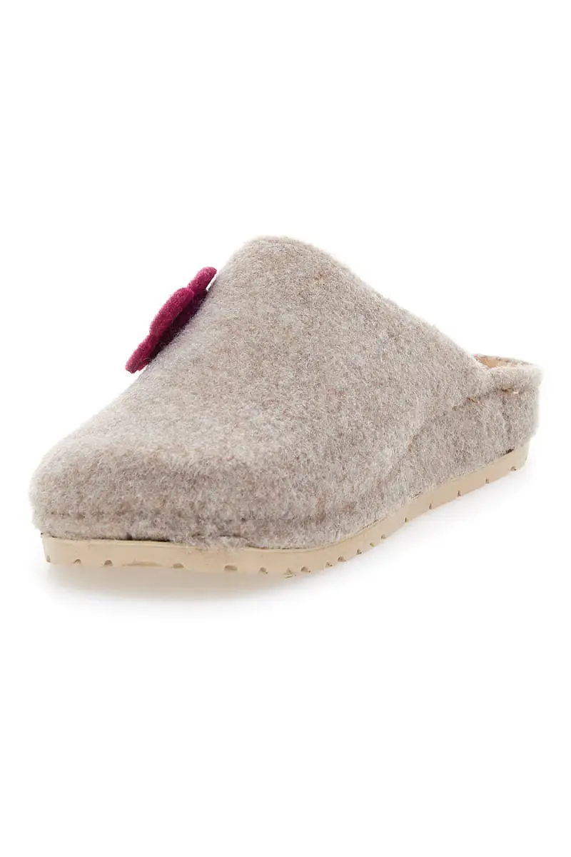 Ciabatte beige in feltro con fiore e foglia Inblu 12 NB [SABBIA] miniatura 3