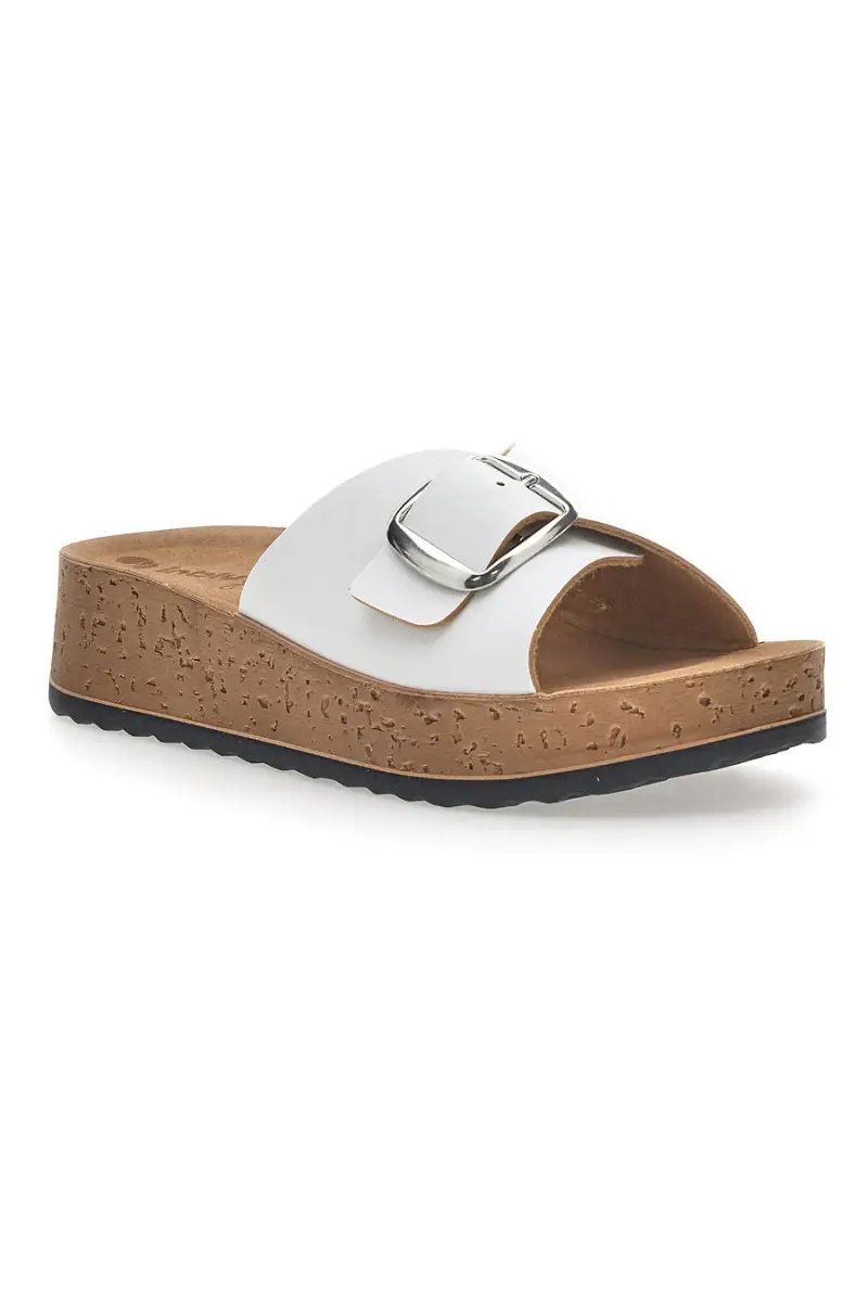 Ciabatte Bianche Con Fibbia e Platform In Pelle Inblu 38 Pk [BIANCO] miniatura 2