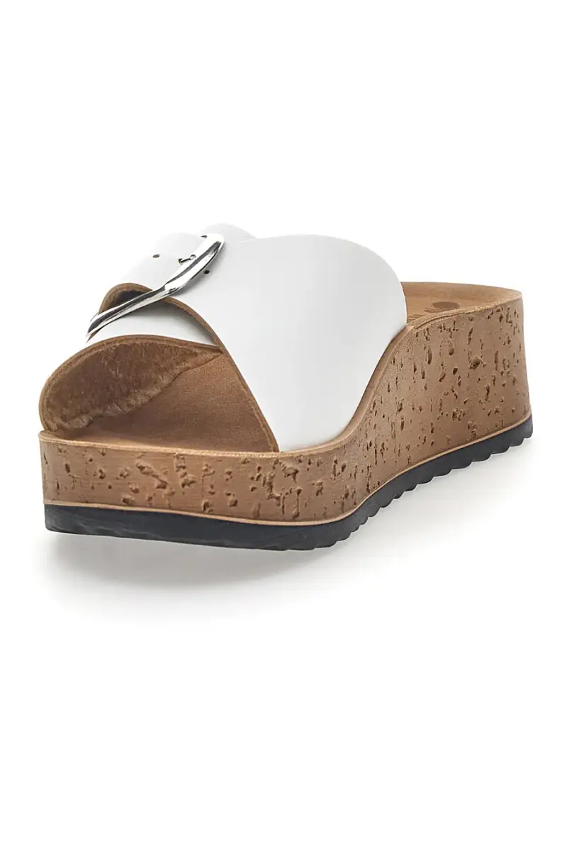 Ciabatte Bianche Con Fibbia e Platform In Pelle Inblu 38 Pk [BIANCO] miniatura 3