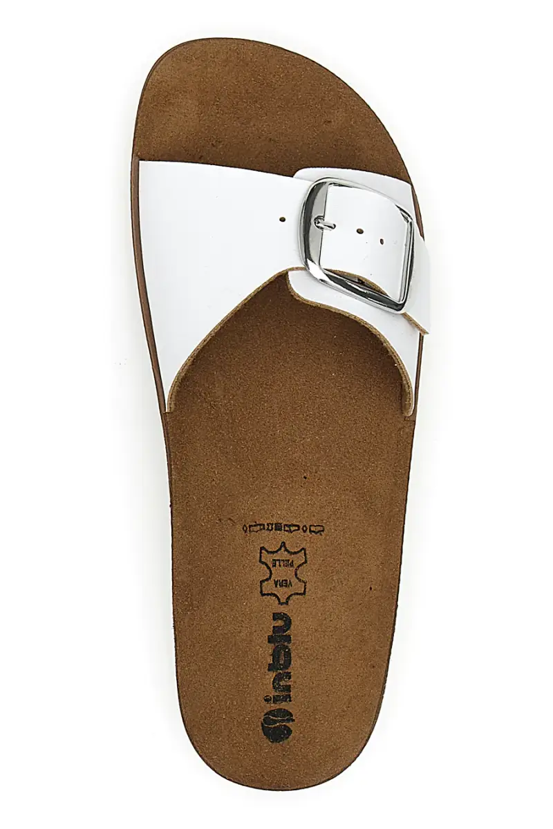 Ciabatte Bianche con Fibbia Regolabile e Sottopiede in Pelle INBLU 41 CP [BIANCO] miniatura 5