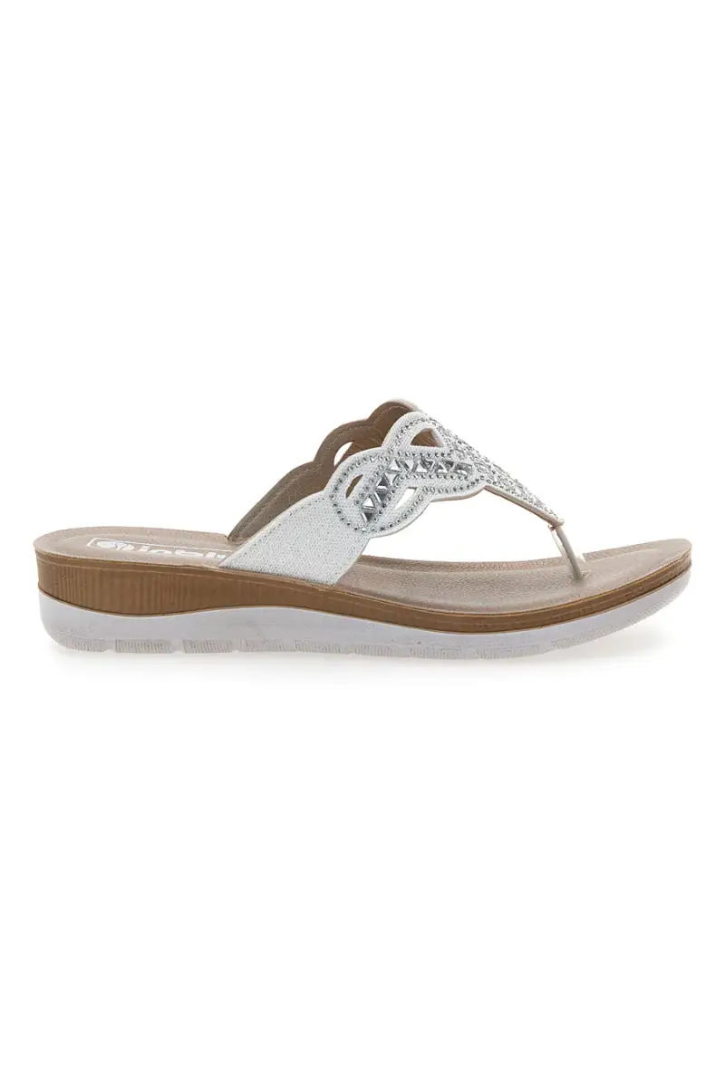 Ciabatte Bianche Infradito Con Pietre e Strass Inblu Bv [BIANCO]