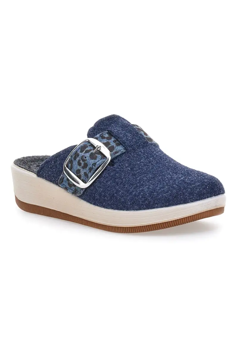 Ciabatte blu con fibbia leopardata e plantare anatomico Inblu GC [AVIO] miniatura 2