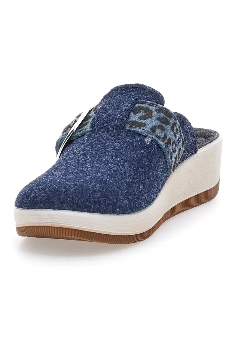 Ciabatte blu con fibbia leopardata e plantare anatomico Inblu GC [AVIO] miniatura 3