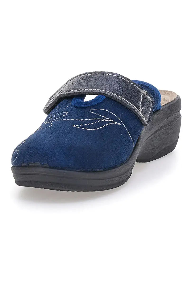 Ciabatte blu con ricamo floreale e chiusura regolabile Inblu 17 LV [BLUE] miniatura 3