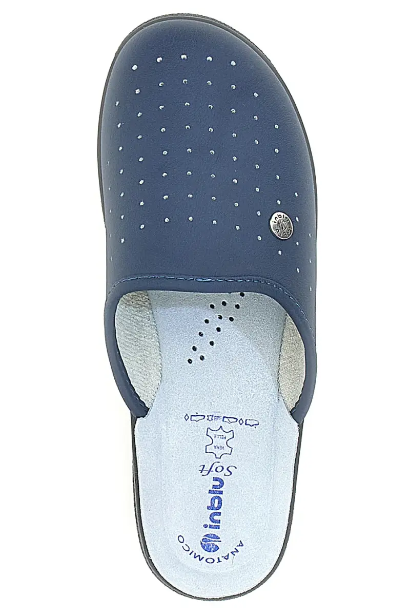 Ciabatte Blu Con Sottopiede in Pelle Inblu 33 Rh [BLUE] miniatura 3