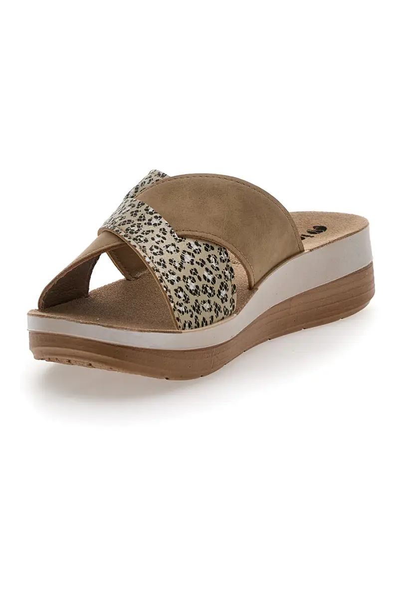 Ciabatte con Fasce Incrociate Beige ed Effetto Maculato Inblu 13 FT [SABBIA] miniatura 3