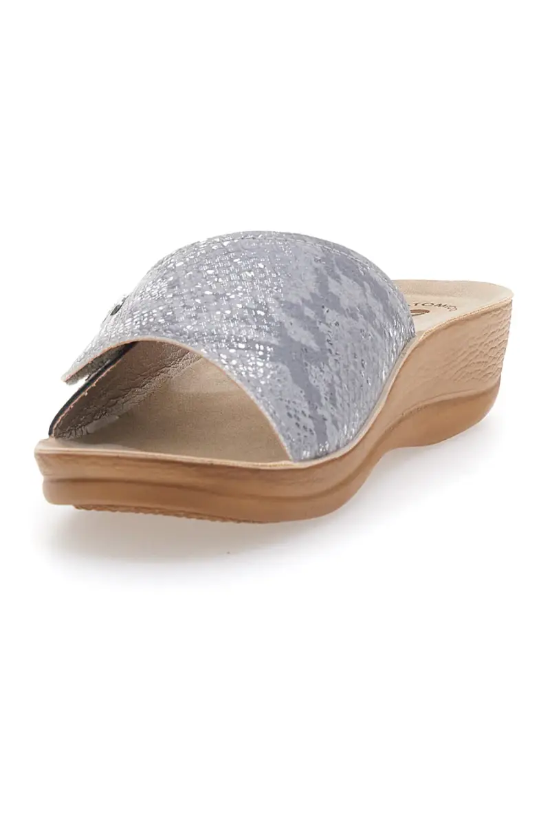 Ciabatte grigie con plantare comfort e suola zeppa Inblu 66VR [ARGENTO] miniatura 4