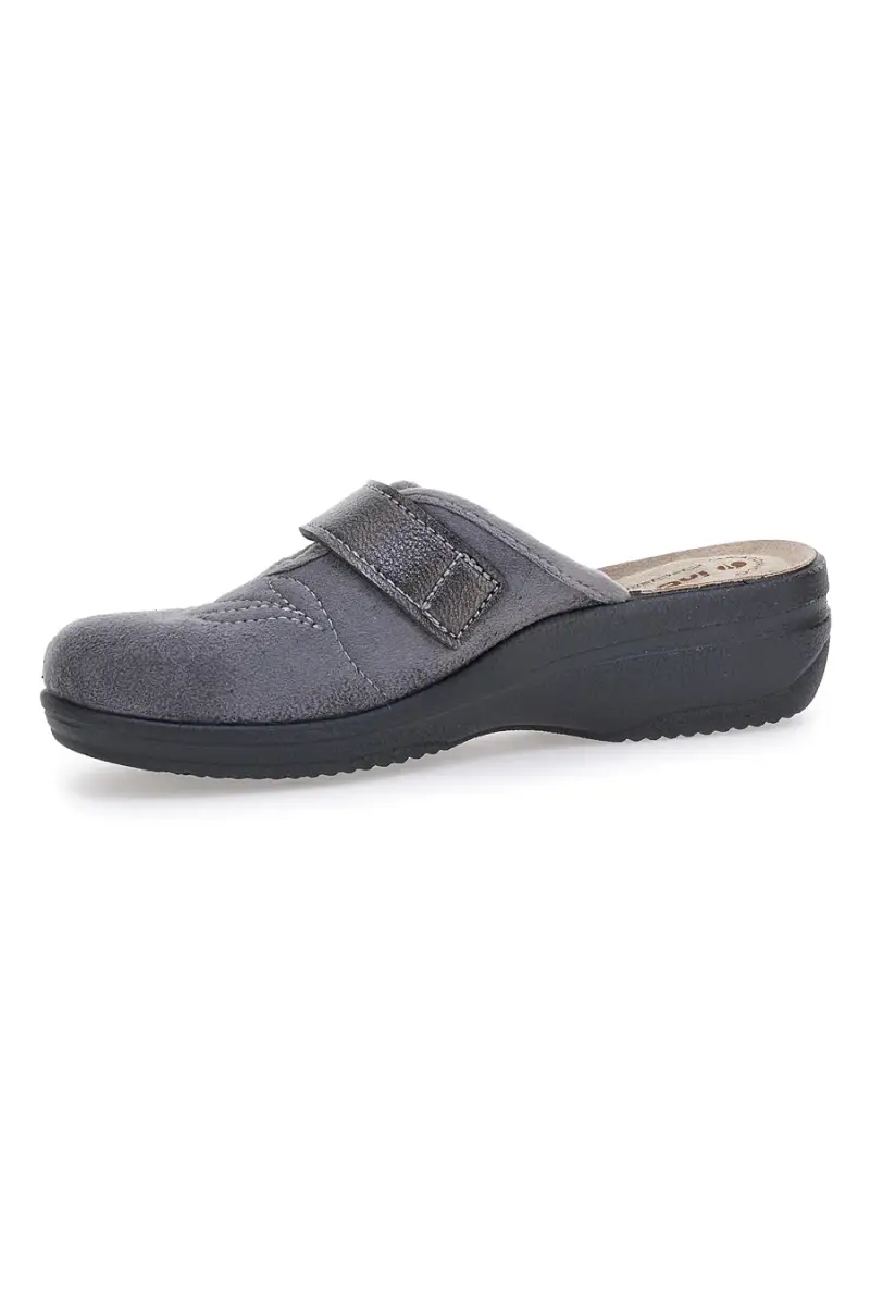 Ciabatte grigie con ricamo floreale e chiusura regolabile Inblu 17 LV [GRIGIO] miniatura 4