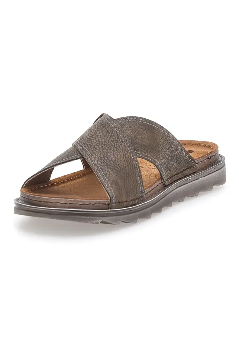 Ciabatte marroni con fasce incrociate sottopiede in pelle INBLU 15 BU [MARRONE] miniatura 4