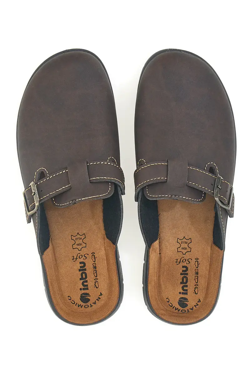 Ciabatte marroni con fibbia e plantare anatomico Inblu 33 BG [TESTA DI MORO] miniatura 3