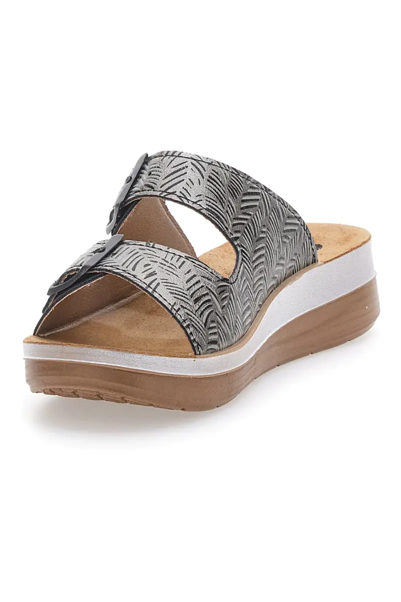 Ciabatte nere con fantasia e doppia fibbia INBLU 190 TF [NERO] miniatura 3